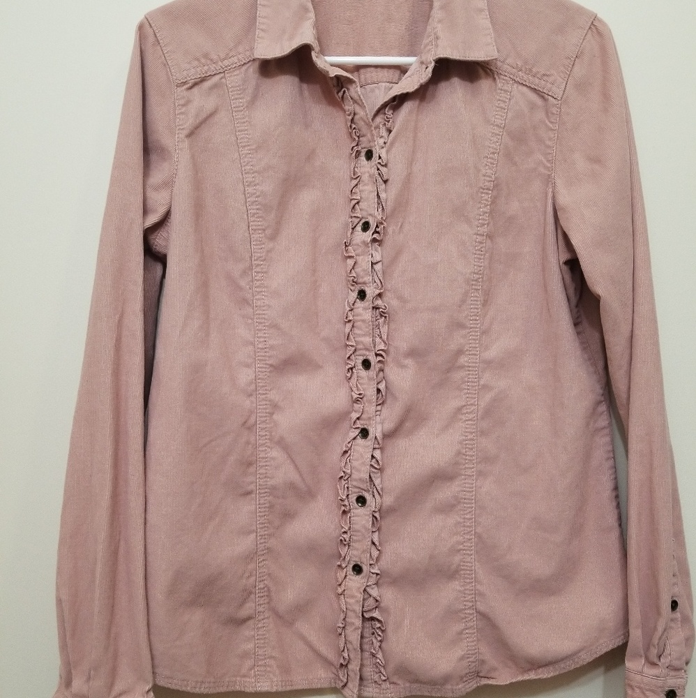 Eddie bauer blush pink Corduroy long sleeve blouse